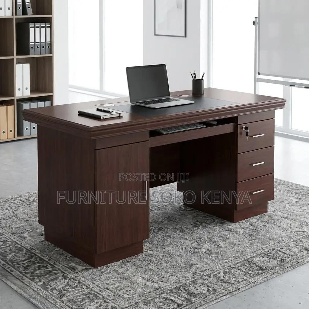 Office Desk : 120cm Mahogany or Dark Wood Finish Executive Desk