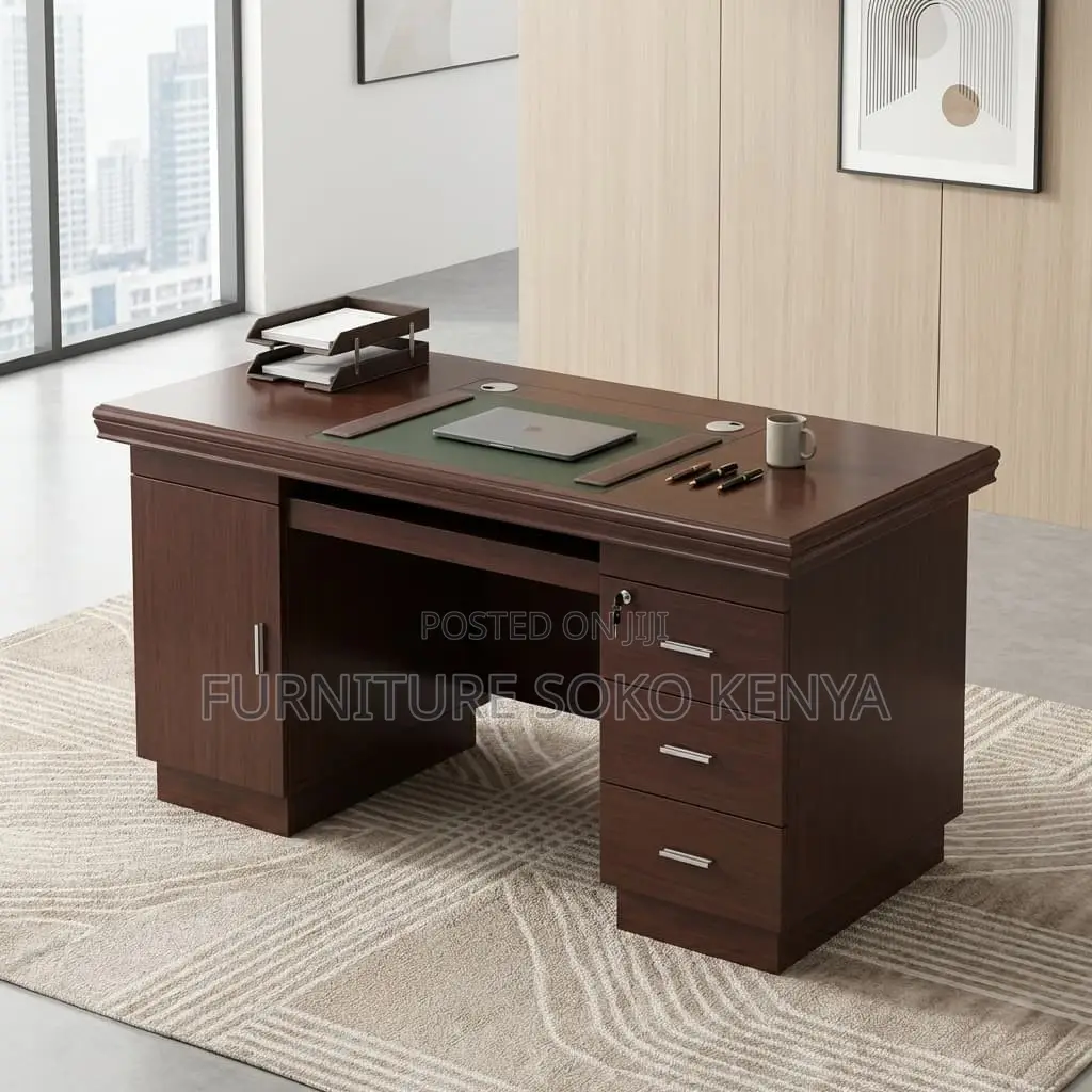 Office Desk : 120cm Mahogany or Dark Wood Finish Executive Desk