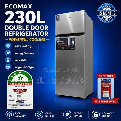 Ecomax 230 Litres Dark Silver Double Door Refrigerator