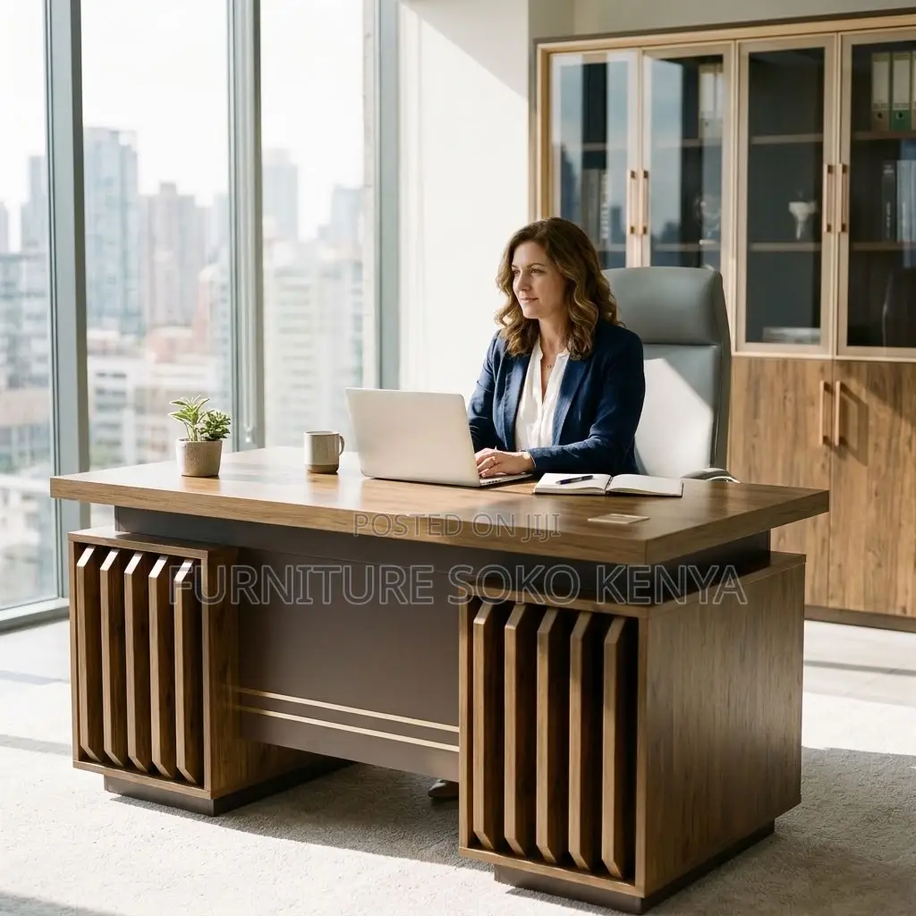 Office Desk : 1.4M Two-Tone Executive Office Desk