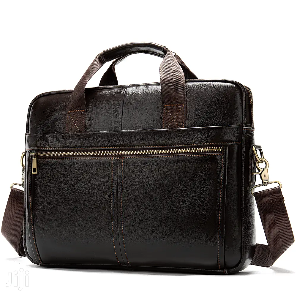 Genuine Leather Laptop Office Bag - Coffee # 8572
