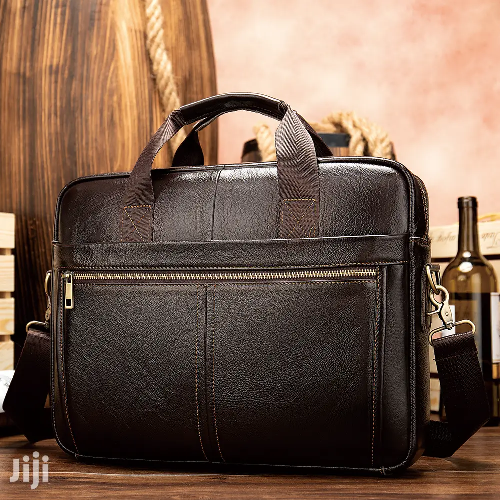 Genuine Leather Laptop Office Bag - Coffee # 8572
