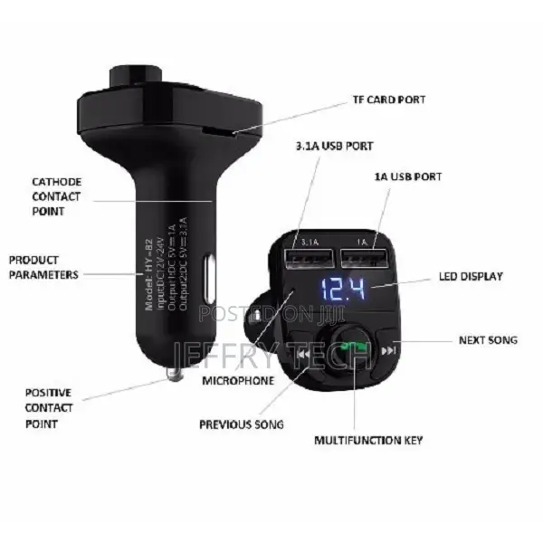 Car Bluetooth MP3 & Handsfree Kit, Phone Charger, FM Transmitter & Mus